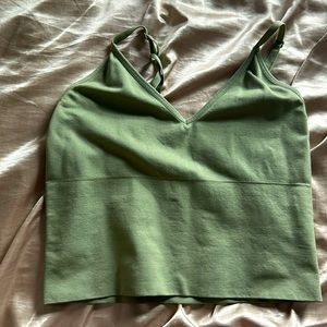 Green cropped tank top